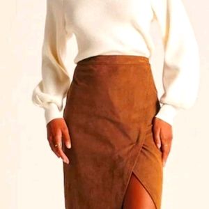 A&F Vegan Suede Midi Skirt